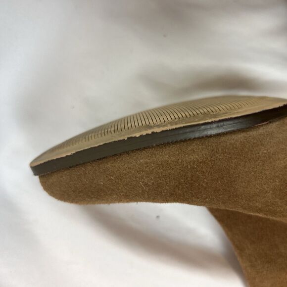 Anne Klein Suede Leather Ankle Booties Tan Brown Block Heel Slip On Womens 8.5 M - Picture 5 of 12